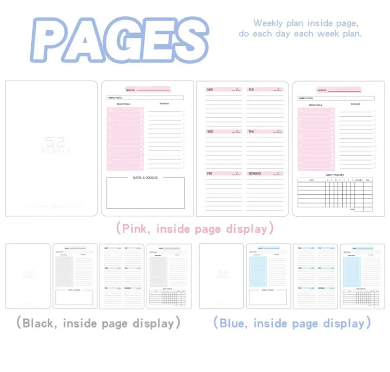 2024 Tjedni planer Dnevni red Bilježnica A5 Bilježnica 52 Tjedni planer Raspored Papirnice Školski uredski pribor Papirnice