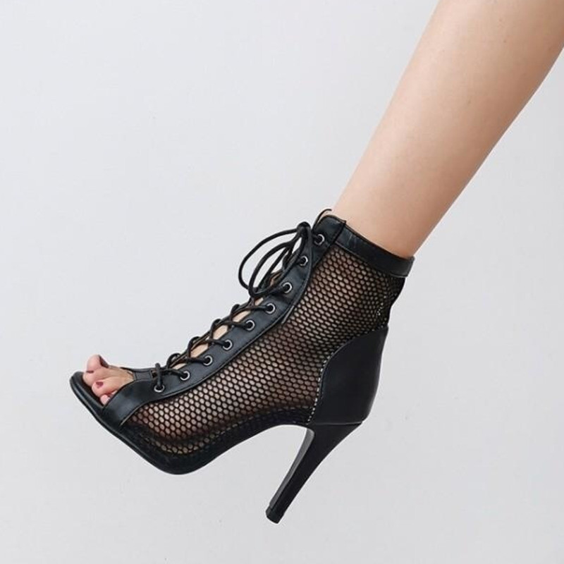Stilettos Women Dancing High Heels Plus Size Shoes Out Μεγάλες Διχτυωτές Μπότες Fish Mouth Thin για Γυναικεία παπούτσια χορού Αίθουσα χορού