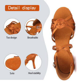 DKZSYIM Нови обувки за латино танци Дамски обувки за бални танго танци Велурени подметки Копринени парти обувки за салса танци за дамски сандали