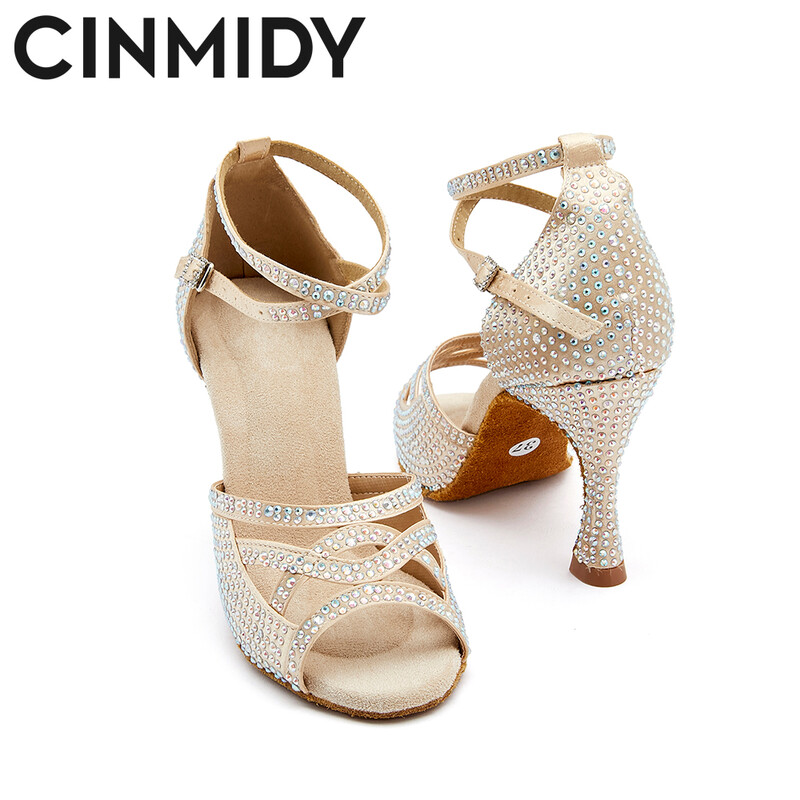 CINMIDY Μαύρα παπούτσια χορού με σατέν λάτιν παπούτσια χορού Μαλακή σόλα Παπούτσια χορού χορού Επαγγελματικά αθλητικά παπούτσια χορού