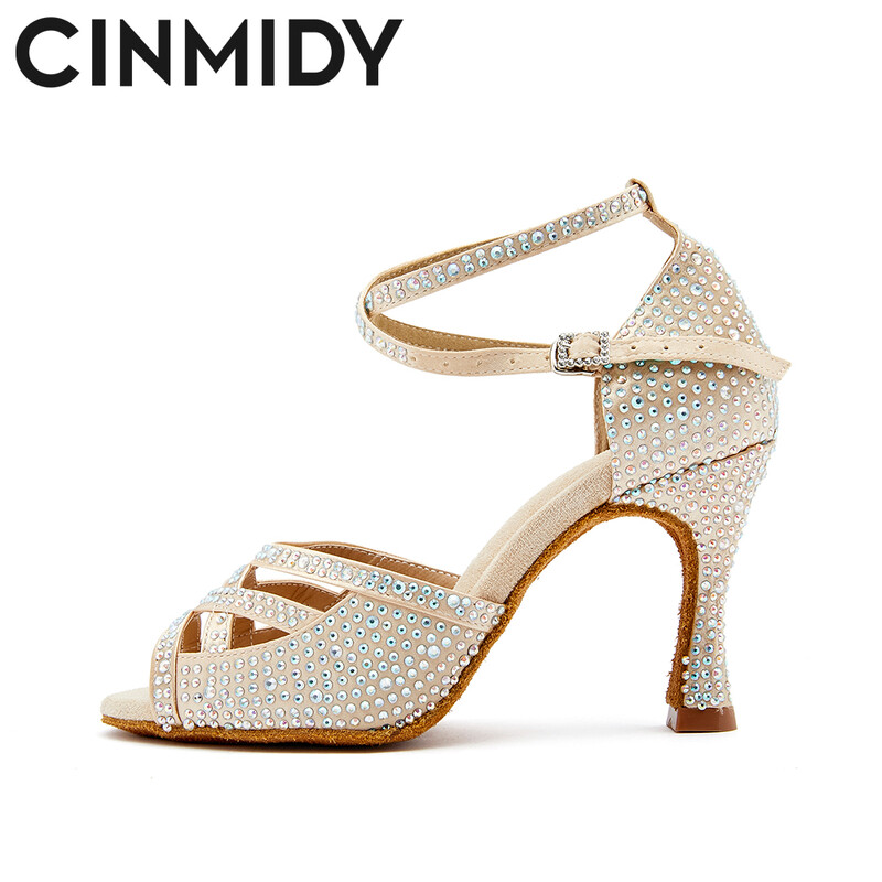 CINMIDY Μαύρα παπούτσια χορού με σατέν λάτιν παπούτσια χορού Μαλακή σόλα Παπούτσια χορού χορού Επαγγελματικά αθλητικά παπούτσια χορού