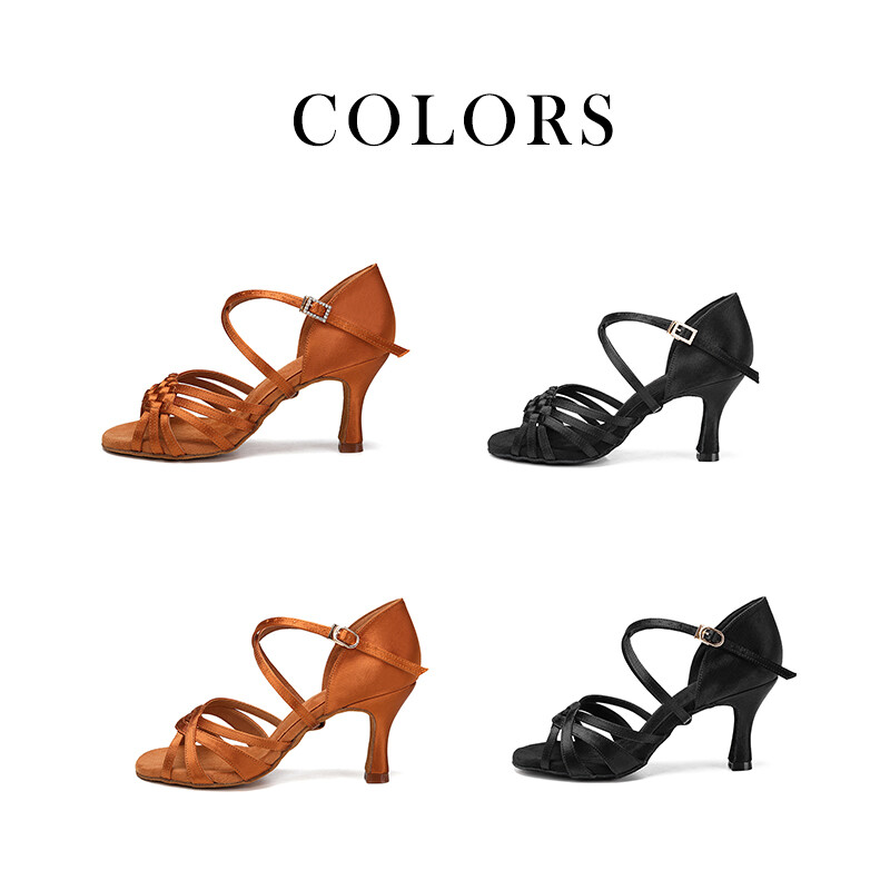 DKZSYIM Latin Dance Παπούτσια Γυναικεία Χορού Tango Jazz Satin Suede Soft Sole Practice Σανδάλια Υψηλής ποιότητας ψηλοτάκουνα 7,5/8,5 εκ.