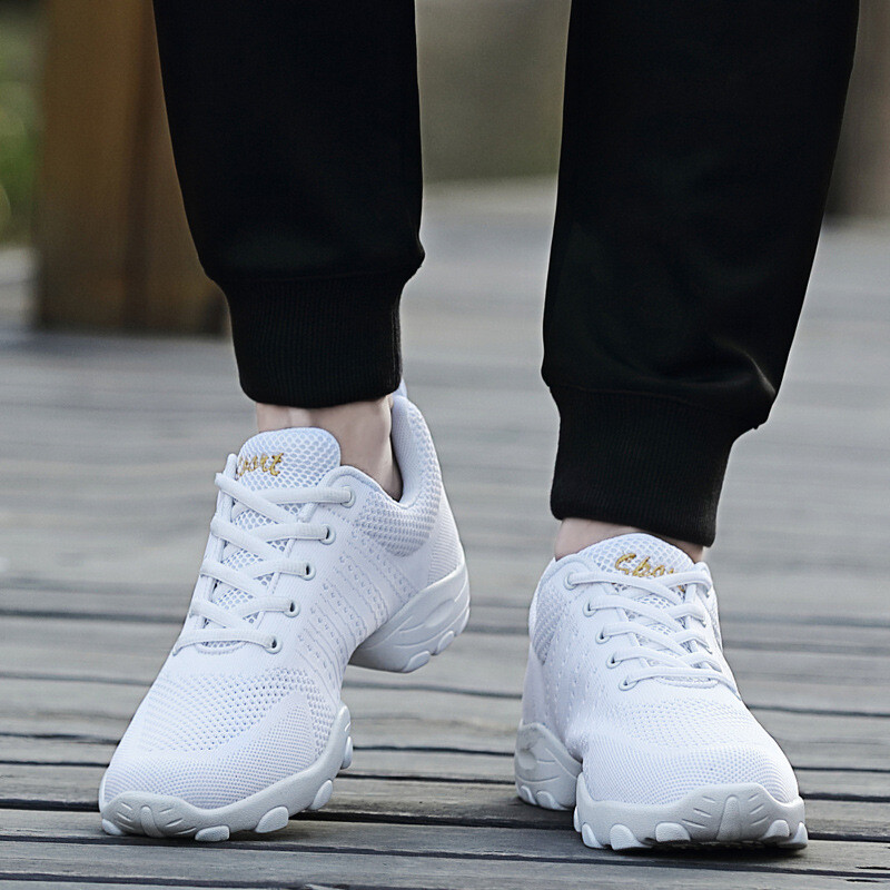 Παπούτσια χορού ανδρικά γυναικεία μοντέρνα μαλακή εξωτερική σόλα Jazz αθλητικά παπούτσια Δερμάτινο πλέγμα αναπνεύσιμα ελαφριά γυναικεία παπούτσια γυμναστικής χορού Αθλητικά