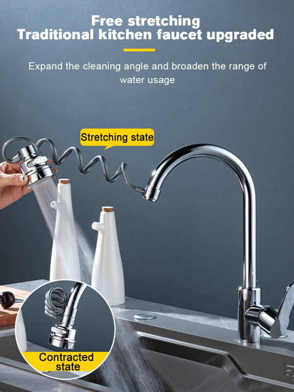 Universal στόμιο νερού με περιστρεφόμενη προέκταση για βρύσες, με δυνατότητα περιστροφής ενισχυτικά και αξεσουάρ μπάνιου με προστασία από το νερό