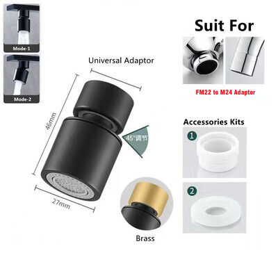 Divu režīmu 1440° Rotācijas jaucējkrāns Aerators Splash Virtuves krāns Pagarināt ūdens sprauslas jaucējkrāns 22/24mm adapteris jaucējkrāns burbulis Robotiskā roka