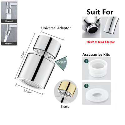 Divu režīmu 1440° Rotācijas jaucējkrāns Aerators Splash Virtuves krāns Pagarināt ūdens sprauslas jaucējkrāns 22/24mm adapteris jaucējkrāns burbulis Robotiskā roka