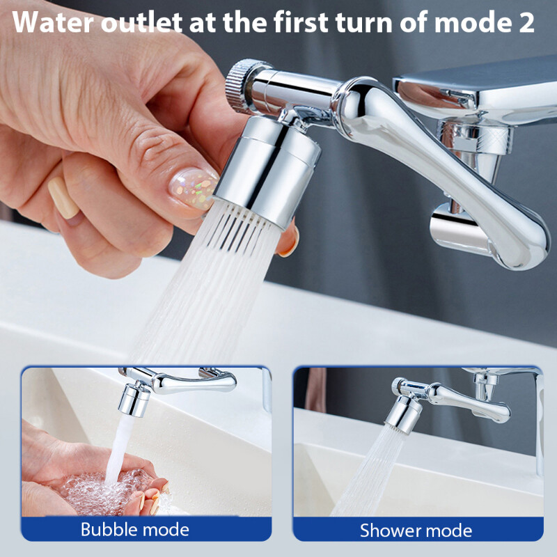 Διπλή λειτουργία περιστροφής 1440° Faucet Aerator Splash Kitchen Tap Extend Water Nozzle Faucet 22/24mm Adapter Faucet Faucet Bubbler Robotic Arm
