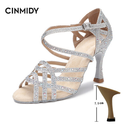 CINMIDY deju apavi meitenēm balles deju kurpes sievietei ar rhinestones Salsa tango apavi zili sieviešu kāzu apavi
