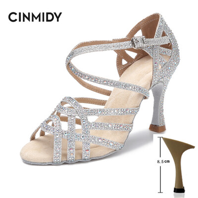 CINMIDY deju apavi meitenēm balles deju kurpes sievietei ar rhinestones Salsa tango apavi zili sieviešu kāzu apavi