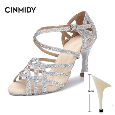 CINMIDY deju apavi meitenēm balles deju kurpes sievietei ar rhinestones Salsa tango apavi zili sieviešu kāzu apavi