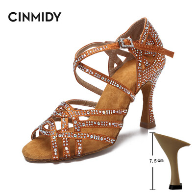 CINMIDY deju apavi meitenēm balles deju kurpes sievietei ar rhinestones Salsa tango apavi zili sieviešu kāzu apavi