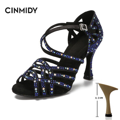 CINMIDY deju apavi meitenēm balles deju kurpes sievietei ar rhinestones Salsa tango apavi zili sieviešu kāzu apavi