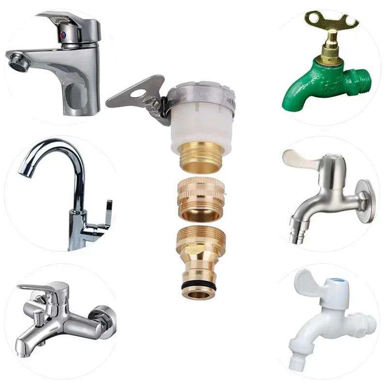 Μετατροπέας από κράμα αλουμινίου 3 σε 1 Universal ακροφύσιο 1/2`` με ρυθμιζόμενο σφιγκτήρα Επεκτάσεις στρόφιγγας από καουτσούκ Αξεσουάρ υδραυλικών βρυσών