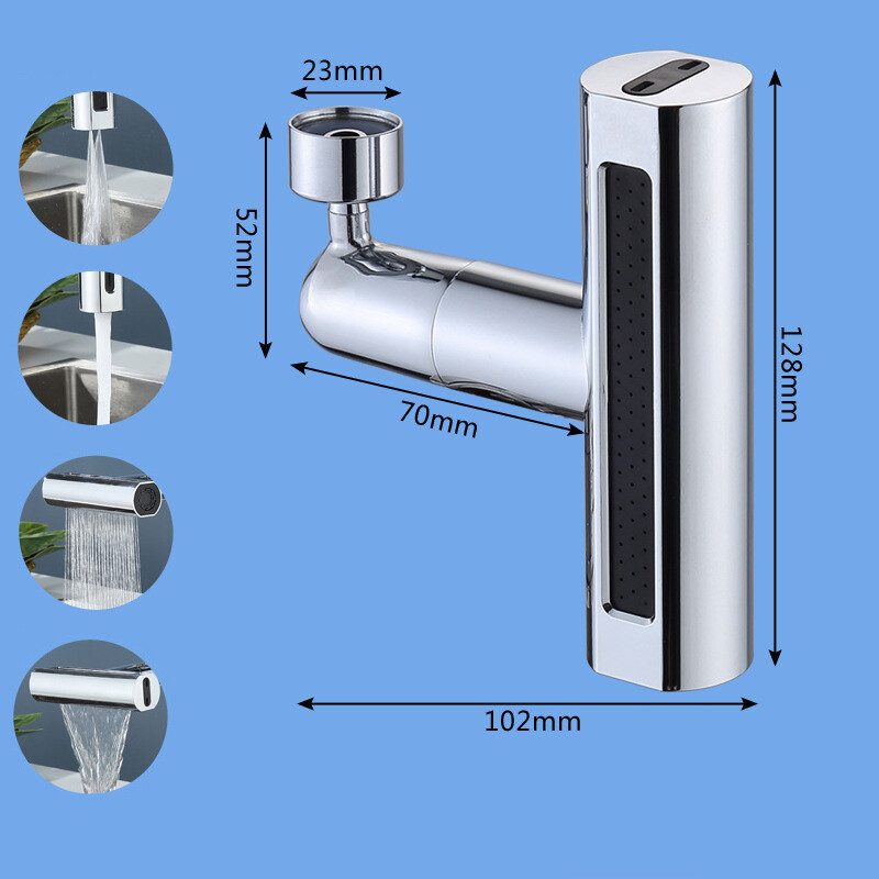 Έξοδος 4 τρόπων βρύσης Καταρράκτη Προέκταση ακροφυσίου βρύσης νερού γενικής χρήσης Περιστρεφόμενος φυσαλίδας 360°