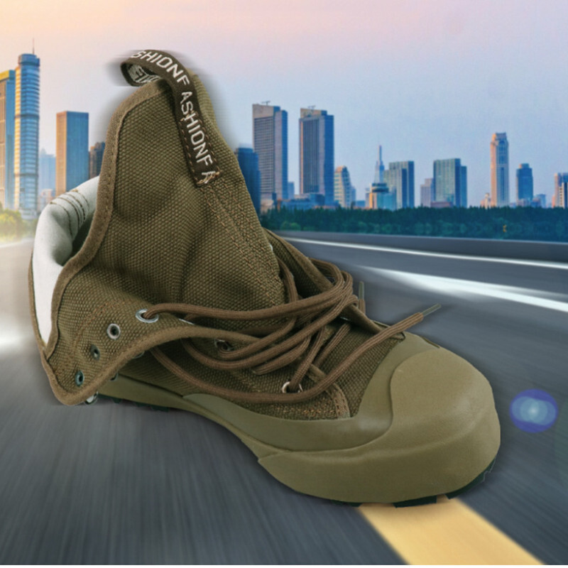 Ζευγάρι Παπούτσια πεζοπορίας ψηλά κατά της διάτρησης Ανδρικά πάνινα παπούτσια προπόνησης σε καμβά Μπότες εργασίας Labor Rubber Botas Outdoor Climbing Ankle Botas