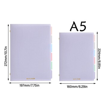 Σημειωματάριο Soft A5 Binder Refillable Notebook Loose Leaf Παστέλ Χρώμα Αφαιρούμενο με Διαιρέτη Παστέλ Ευρετηρίου Σημειωματάριο A5