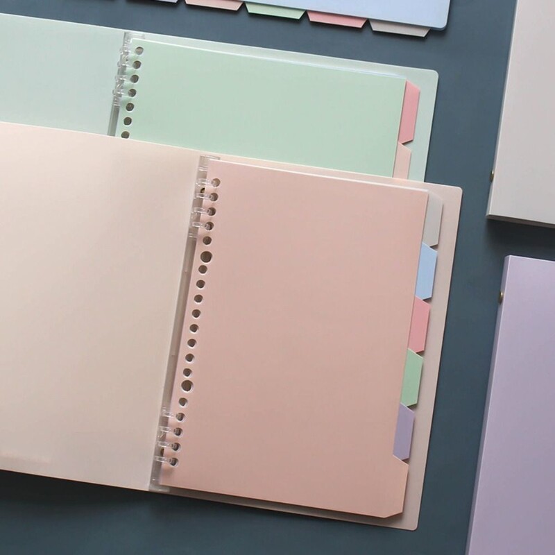 Σημειωματάριο Soft A5 Binder Refillable Notebook Loose Leaf Παστέλ Χρώμα Αφαιρούμενο με Διαιρέτη Παστέλ Ευρετηρίου Σημειωματάριο A5