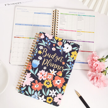 50 Φύλλα Vintage Flower Undated Budget Planner A5 Cardboard Cover Monthy Finance Organizer With Expense Tracker Notebook