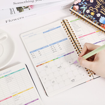 50 Φύλλα Vintage Flower Undated Budget Planner A5 Cardboard Cover Monthy Finance Organizer With Expense Tracker Notebook