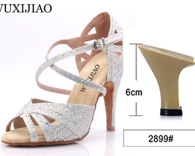 WUXIJIAO hot Melnbalts zibšņu audums Sieviešu latīņu deju apavi Balles deju apavi Party Square deju apavi mīksts papēdis 7,5cm