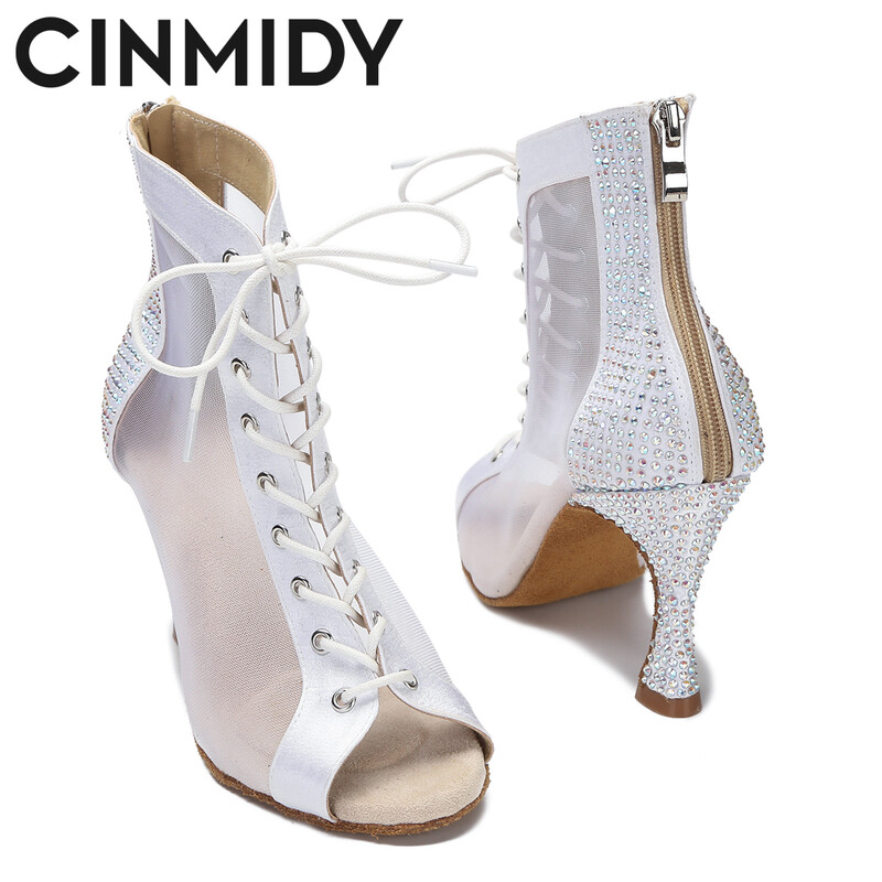 Νέες λάτιν μπότες χορού Salsa Tango Pole Dance παπούτσια Γυναικεία σέξι παπούτσια χορού κοιλιάς Επαγγελματικά ψηλοτάκουνα για αίθουσα χορού CINMIDY