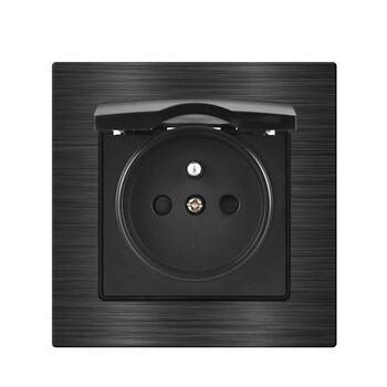 SRAN Electrical Socket France Standard με κάλυμμα προστασίας από τη σκόνη 82*82mm Πίνακας από κράμα αλουμινίου Γαλλικές πρίζες τοίχου 16A