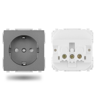 S sērija- ES franču barošanas sienas ligzda USB slēdzis C tips RJ45 audio HDMI moduļa rāmis DIY bezmaksas kombinācija pelēks pelēks stikls