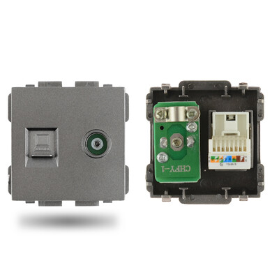 S sērija- ES franču barošanas sienas ligzda USB slēdzis C tips RJ45 audio HDMI moduļa rāmis DIY bezmaksas kombinācija pelēks pelēks stikls