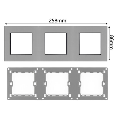 S sērija- ES franču barošanas sienas ligzda USB slēdzis C tips RJ45 audio HDMI moduļa rāmis DIY bezmaksas kombinācija pelēks pelēks stikls