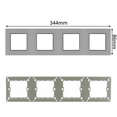 S sērija- ES franču barošanas sienas ligzda USB slēdzis C tips RJ45 audio HDMI moduļa rāmis DIY bezmaksas kombinācija pelēks pelēks stikls
