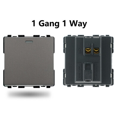 S sērija- ES franču barošanas sienas ligzda USB slēdzis C tips RJ45 audio HDMI moduļa rāmis DIY bezmaksas kombinācija pelēks pelēks stikls
