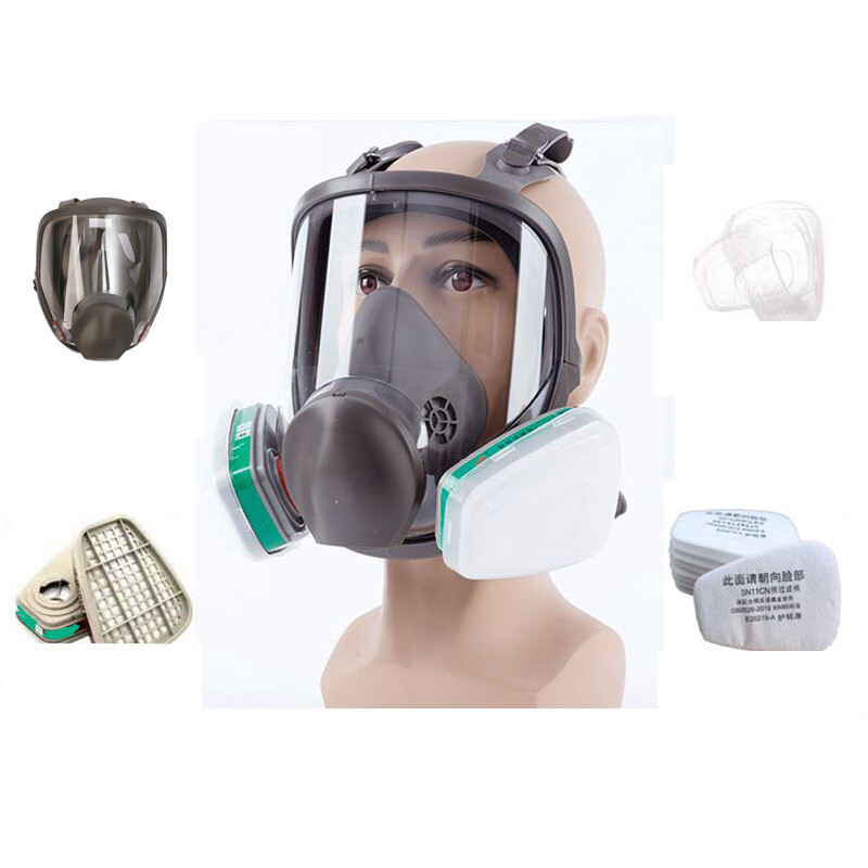 Dujų kaukė Purškiamieji dažai Purškiamas Pesticidas Cheminis Dulkėms atsparus Viso veido kaukė Apsauga nuo ugnies Didelis matymo laukas Antivirusinių kaukių partija