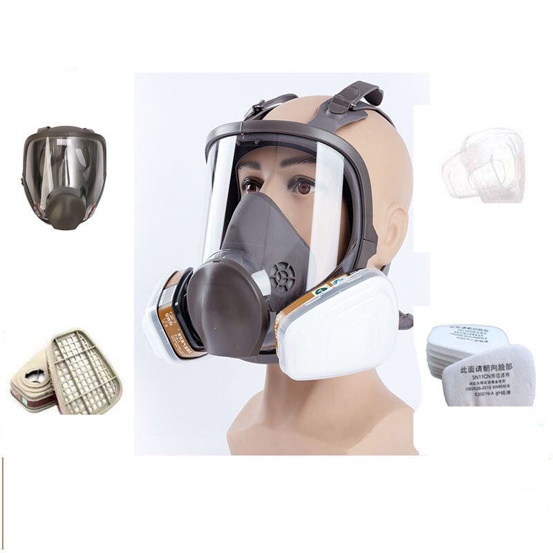 Dujų kaukė Purškiamieji dažai Purškiamas Pesticidas Cheminis Dulkėms atsparus Viso veido kaukė Apsauga nuo ugnies Didelis matymo laukas Antivirusinių kaukių partija