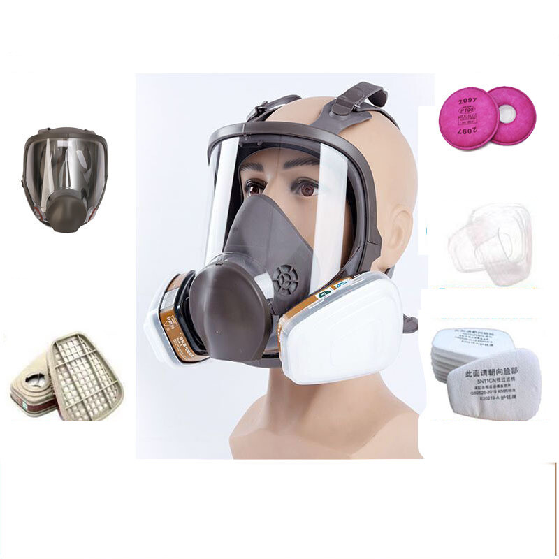 Dujų kaukė Purškiamieji dažai Purškiamas Pesticidas Cheminis Dulkėms atsparus Viso veido kaukė Apsauga nuo ugnies Didelis matymo laukas Antivirusinių kaukių partija