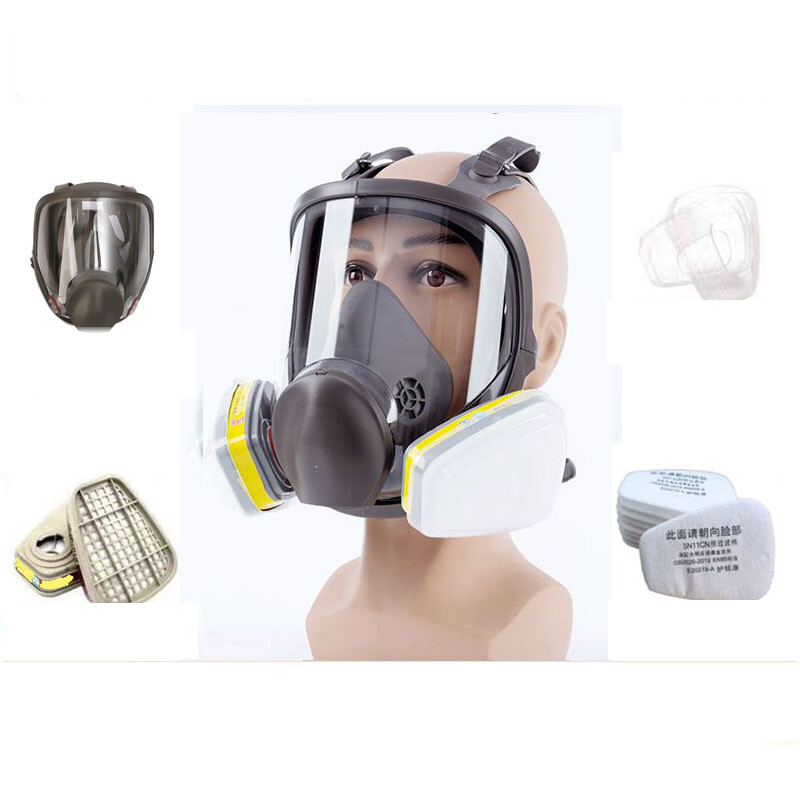 Dujų kaukė Purškiamieji dažai Purškiamas Pesticidas Cheminis Dulkėms atsparus Viso veido kaukė Apsauga nuo ugnies Didelis matymo laukas Antivirusinių kaukių partija