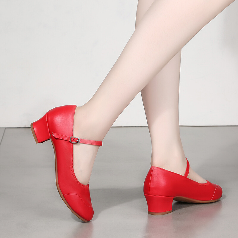 Γυναικεία μοντέρνα παπούτσια χορού Tango για κορίτσια Salsa Latin Ballroom Γυναικεία παπούτσια χορού με χαμηλό τακούνι Απαλά παπούτσια χορού Άνετα Κόκκινο Μαύρο