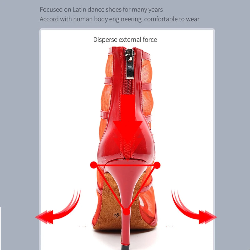 Γυναικεία παπούτσια χορού λάτιν στον αστράγαλο για κορίτσια Παπούτσια Salsa χορού με μαλακό κάτω μέρος για γυναικεία παπούτσια με ψηλό τακούνι Pratice Latino
