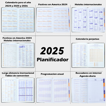 2025 Ιανουάριος-Δεκέμβριος Planner Σημειωματάριο Ισπανικής/Αγγλικής Γλώσσας A5 PU Δερμάτινο Εξώφυλλο Σχολικό Πρόγραμμα Ατζέντας Εβδομαδιαίο Μηνιαίο Ημερολόγιο Οργάνωση