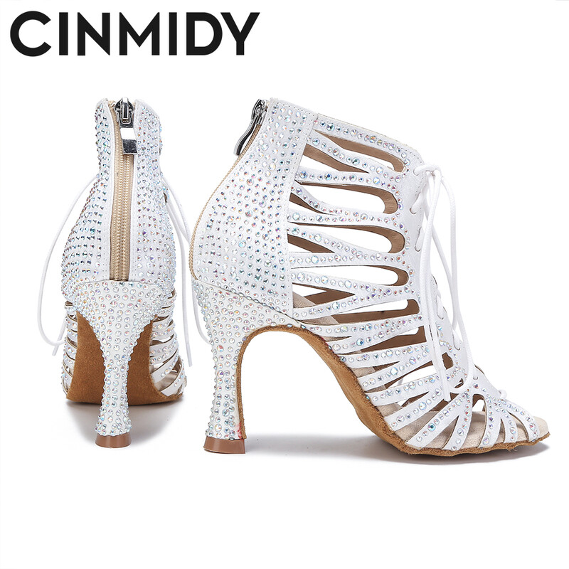 CINMIDY Latin Dance Παπούτσια Γυναικεία Hollow Out Boots χορού χορού ψηλοτάκουνα Παπούτσια πάρτι Tango Salsa παπούτσια για χορό