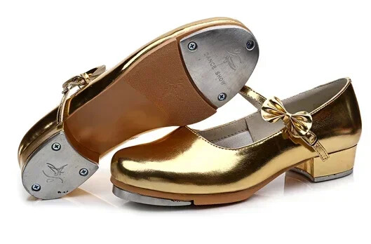 Δωρεάν επιστροφή Classic Tap Dance Παπούτσια για κορίτσια Γυναικεία Steppers Σχήματος T Patent Leather Jazz Step Dance Shoes Clogging Shoes 26-42