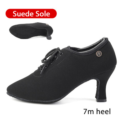 SWDZM deju apavi sievietēm gumijas zole, melna slēgta purngala modernās deju apavi balles tango latīņu apavi sievietēm