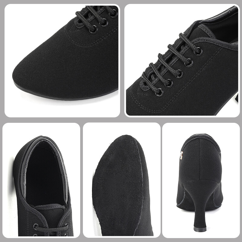 SWDZM Γυναικεία παπούτσια χορού Λαστιχένια σόλα μαύρη κλειστή μύτη Μοντέρνα παπούτσια χορού Αίθουσα χορού Tango Latin παπούτσια για γυναίκες