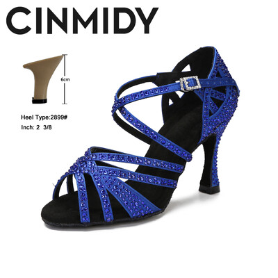 CINMIDY zili latīņu deju apavi sieviešu tango Rumba balles deju apavi Rhinestones deju apavi sievietēm sarkani kāzu apavi valša deju papēži