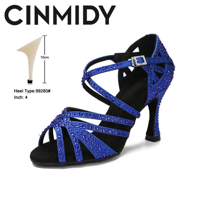 CINMIDY zili latīņu deju apavi sieviešu tango Rumba balles deju apavi Rhinestones deju apavi sievietēm sarkani kāzu apavi valša deju papēži
