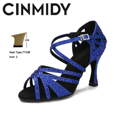 CINMIDY zili latīņu deju apavi sieviešu tango Rumba balles deju apavi Rhinestones deju apavi sievietēm sarkani kāzu apavi valša deju papēži