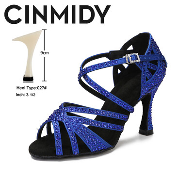 CINMIDY zili latīņu deju apavi sieviešu tango Rumba balles deju apavi Rhinestones deju apavi sievietēm sarkani kāzu apavi valša deju papēži