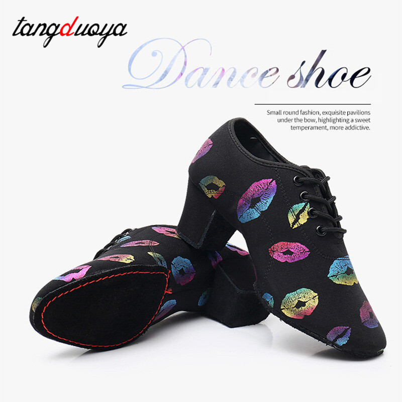 Ženske dame za djevojčice Indoor Oxford kožni potplat Tenisice na debelu petu Ballroom Moderne latino plesne cipele 3/5 cm Visoke pete Ples