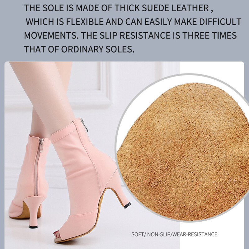 Γυναικεία παπούτσια χορού latin χορού Μαύρα με μαλακό πάτο Bachata Salsa Σανδάλια χορού Γυναικεία με λεπτό τακούνι 8,5cm/10cm/11cm Μπότες κάλτσας