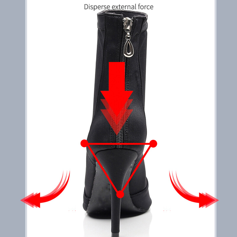 Γυναικεία παπούτσια χορού latin χορού Μαύρα με μαλακό πάτο Bachata Salsa Σανδάλια χορού Γυναικεία με λεπτό τακούνι 8,5cm/10cm/11cm Μπότες κάλτσας