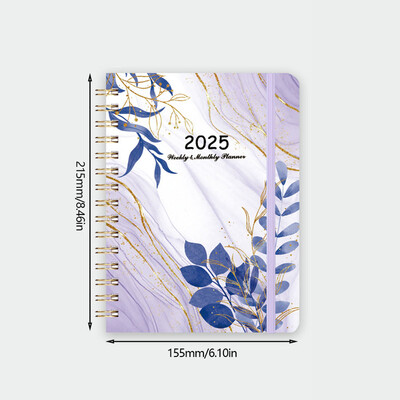 365 dienu 2025. gada angļu valodas dienas kārtības grāmata Ikmēneša nedēļas plāns Ziedu dienasgrāmata Piezīmju grāmatiņas plānotājs Organizators Praktisks A5 grafiku plānotājs